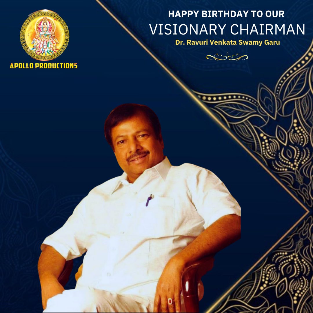 apolloproducti8's tweet photo. Happy Birthday to our chairman and founder Dr. RVS Garu #HBD @ap9fm @ravuribalu https://t.co/B6c7zj8oJs