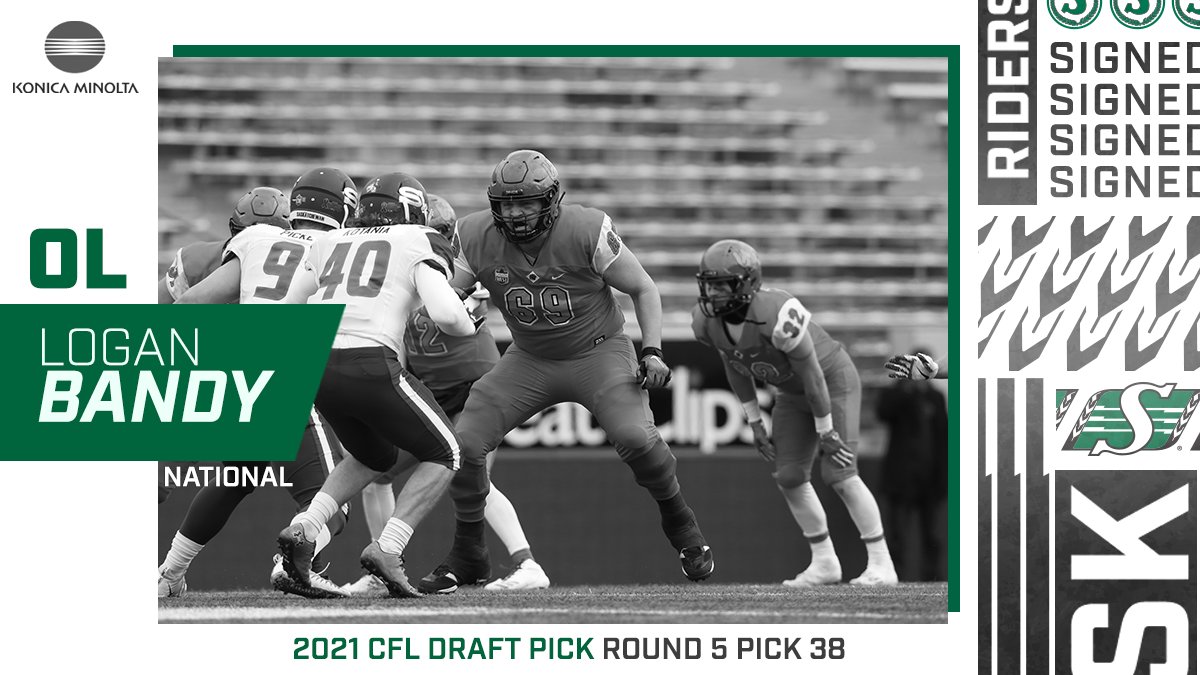 sskroughriders's tweet photo. Two members of the #CFLDraft officially in Green &amp; White ✍️

We have signed 🇨🇦 DL, Alain Cimankinda &amp; 🇨🇦 OL, Logan Bandy.

INFO | https://t.co/ALdXWnhLyy

#Riders x @KonicaMinoltaCA https://t.co/t9QAaTOWDS