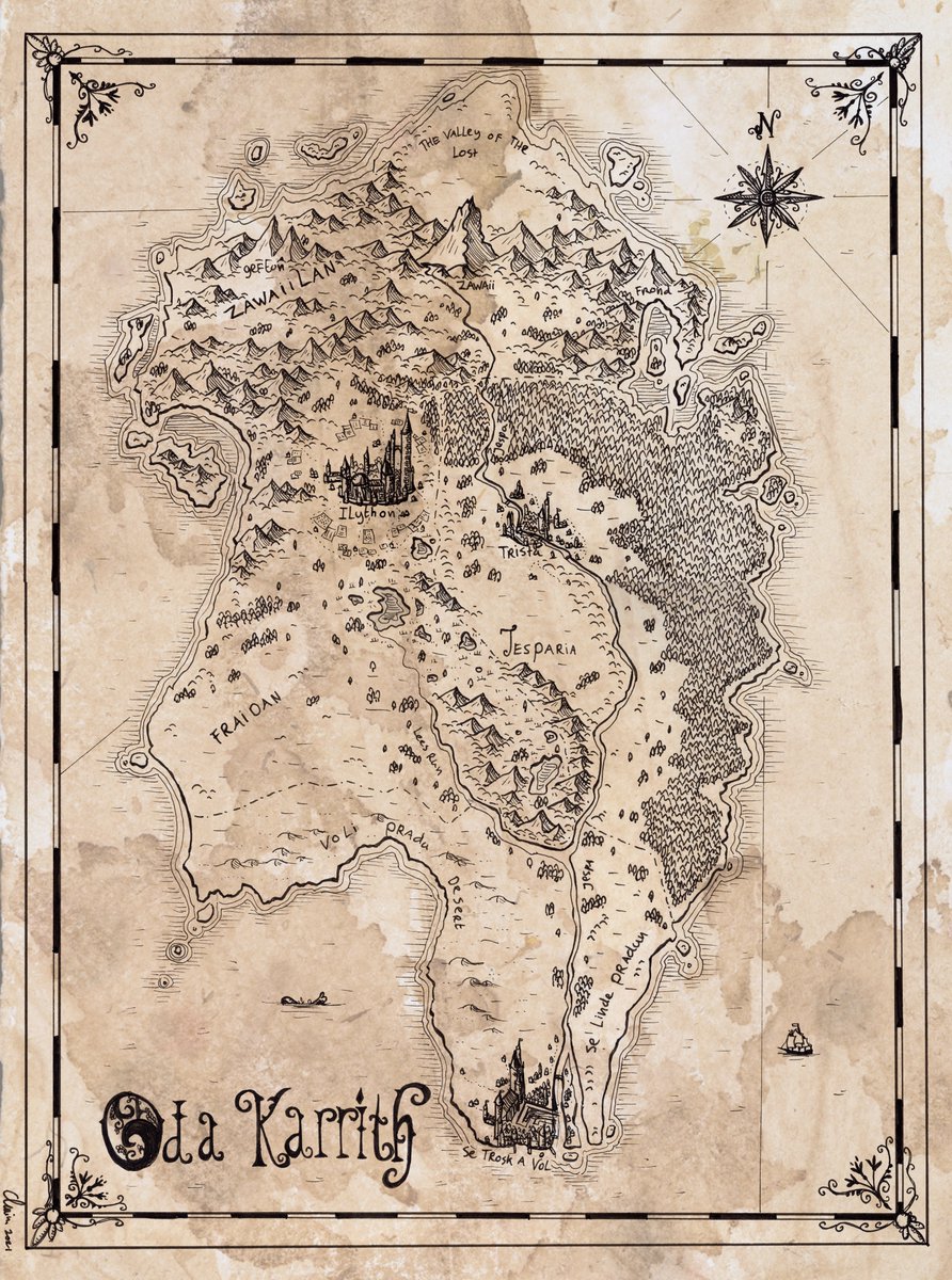 Alex44Fantasy's tweet photo. #WritingCommunity allow me to introduce you all to Oda Karrith: a land of war and rivalry, of love and brotherhood, of gods, men, and sovereigns both good and evil. I can't wait to tell you all their stories.
#BooksWithMaps #AmWritingFantasy #readingcommunity https://t.co/wMtp9NIZ1D