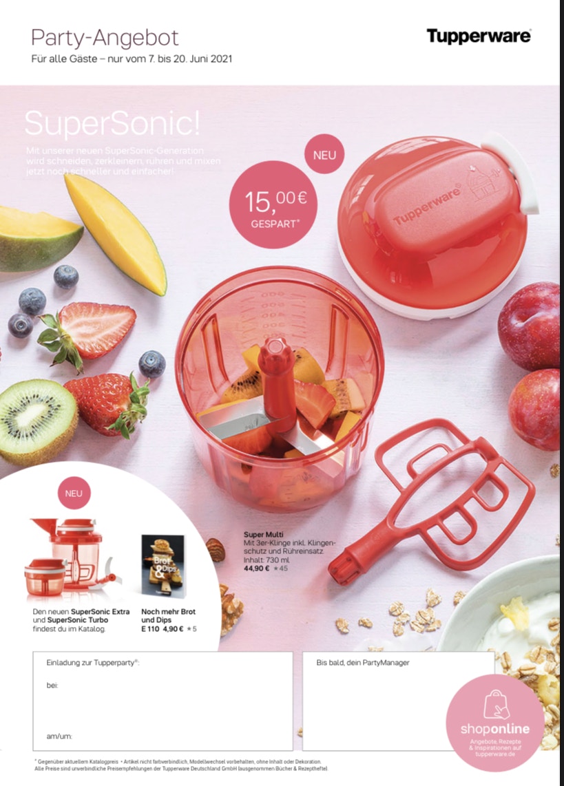 bzhgiessen's tweet photo. nur vom 07.06.-20.06.2021 🤩 der #neue SuperSonic Multi im #Angebot 🥳 
#catchemall
#tupperware #mehralsdudenkst #online #party #machparty #love #tupperparty #tupperlove #friends #germany #fun #angebote #shop #happy #tupper #tupperwarelife #deutschland #new https://t.co/HLlNyxKkqm