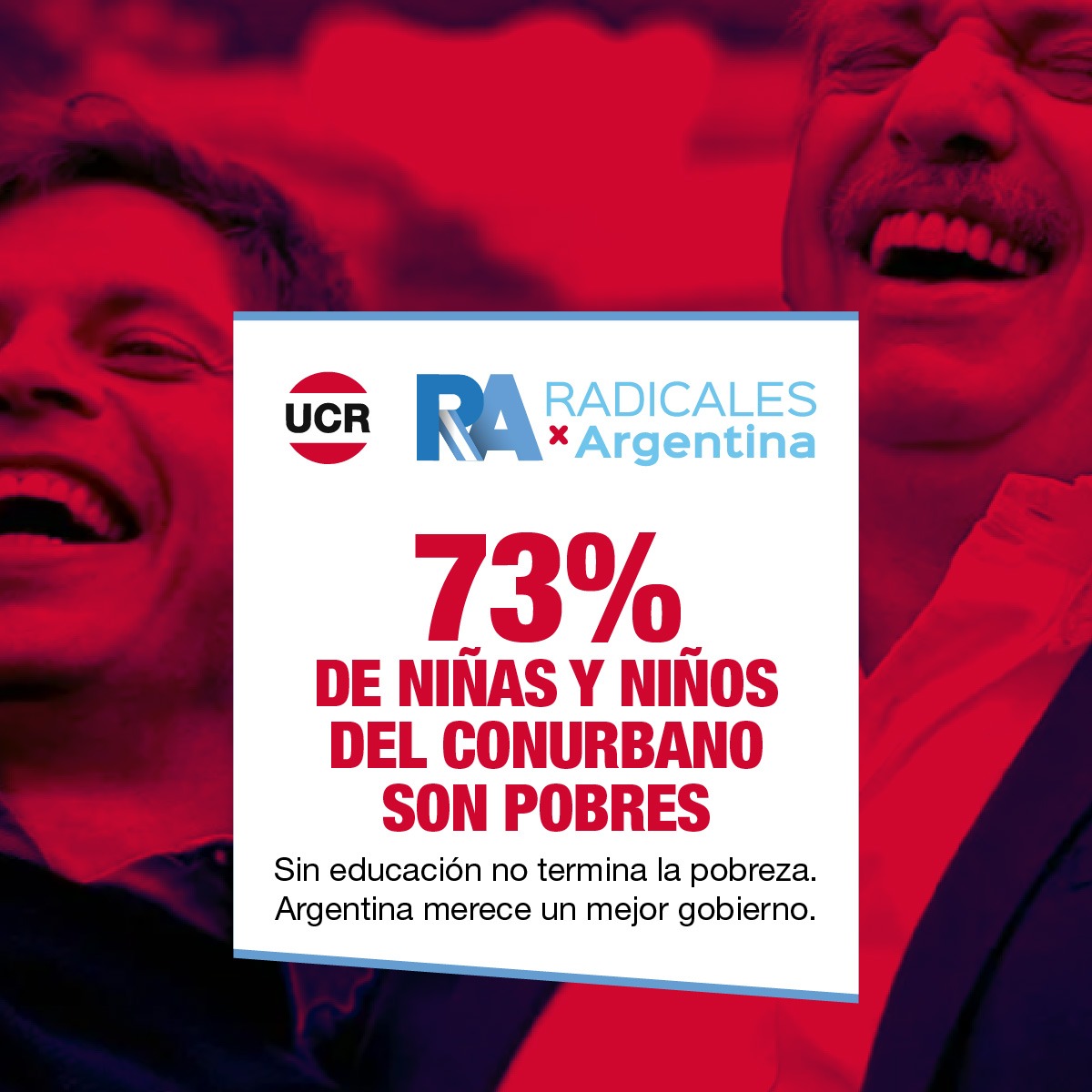 10_rxa's tweet photo. En el conurbano bonaerense, el 73% de niños y niñas son pobres. Ya basta de gobiernos populistas, necesitamos recuperar la educación, el trabajo y la dignidad.
#RadicalesxArgentina #UCRunida https://t.co/JeuJu44ryF