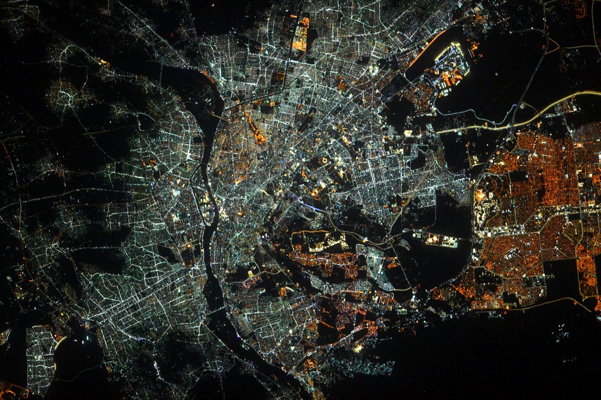Cairo, Egypt, at night seen from the International Space Station