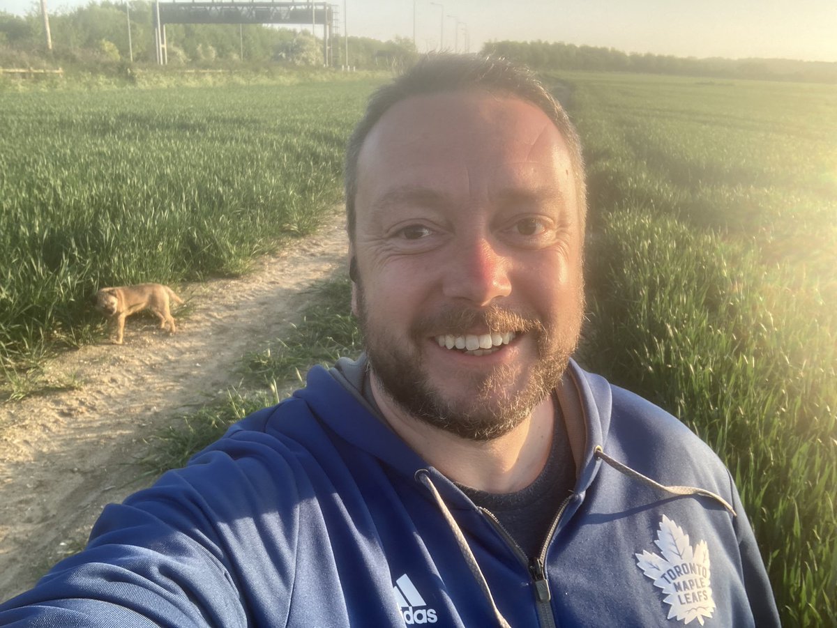 ambellalong's tweet photo. Listening to #HC12 on pre-game 7 dog walk here in the UK, with @JeffMarek @jtbourne &amp; @StuMunrue Heading for a nap before getting up for puckdrop at midnight.
#GoLeafsGo https://t.co/6KOPdJOXxh