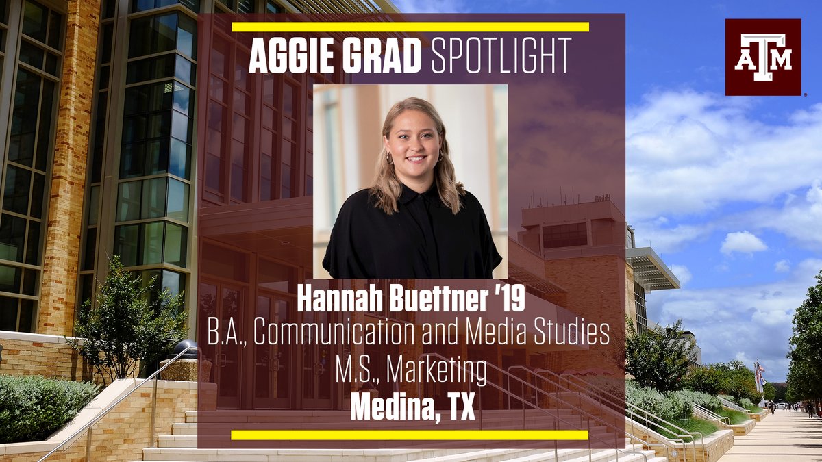 Texas A&M University Government Relations (@aggie_gr) on Twitter photo #WhereAreTheyNow ➡️ Medina, TX native and <a href="/medina_isd/">Medina ISD</a> grad Hannah Buettner '19 is now a Management Rotation Program Associate <a href="/CapitalOne/">Capital One</a>! Gig 'em, Hannah! #CollegePays #WhereAreTheyNow ➡️ Medina, TX native and <a href="/medina_isd/">Medina ISD</a> grad Hannah Buettner '19 is now a Management Rotation Program Associate <a href="/CapitalOne/">Capital One</a>! Gig 'em, Hannah! #CollegePays