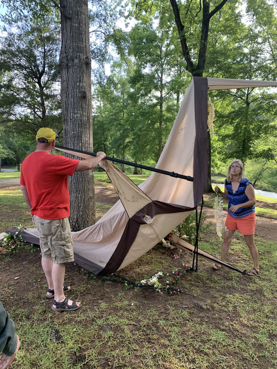 LinzArcher's tweet photo. Despite the storm destroying two of the three tents and other roadblocks, thanks to family chipping in, the tea party still came together. https://t.co/yPmGwxgvy4