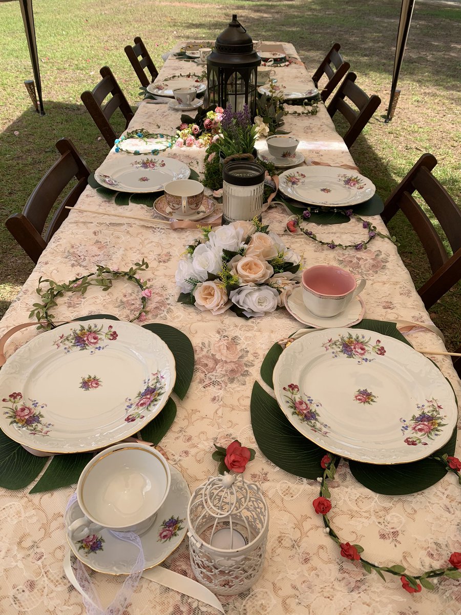 LinzArcher's tweet photo. Despite the storm destroying two of the three tents and other roadblocks, thanks to family chipping in, the tea party still came together. https://t.co/yPmGwxgvy4