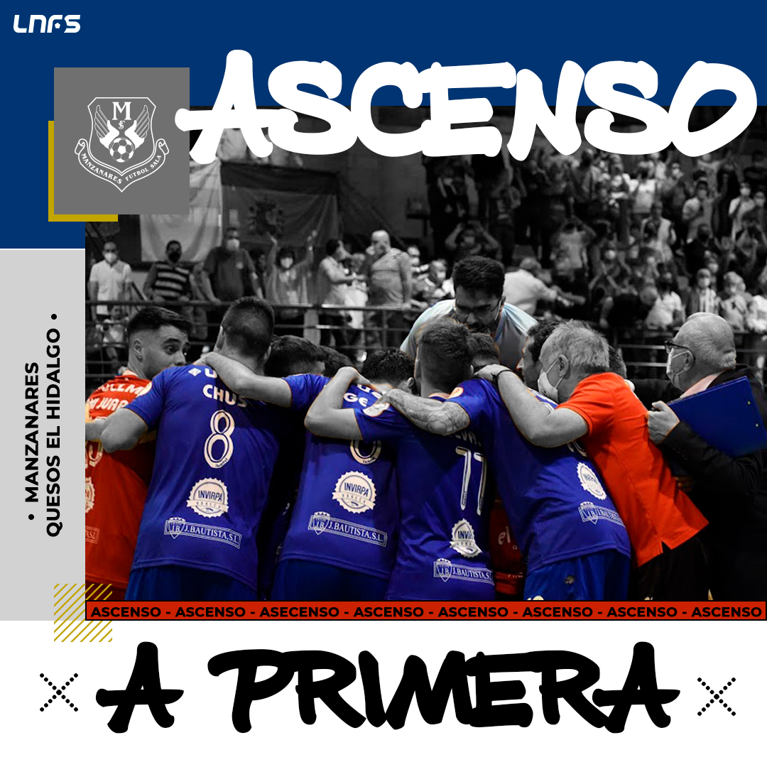 LNFS's tweet photo. 💙 ¡El @ManzanaresFS logra el 𝐀𝐒𝐂𝐄𝐍𝐒𝐎 a 𝐏𝐑𝐈𝐌𝐄𝐑𝐀 por 𝟏ª vez en su historia!

👏 𝐄𝐍𝐇𝐎𝐑𝐀𝐁𝐔𝐄𝐍𝐀 👏 

#LNFS #LigaFutsalProfesional https://t.co/vDPeXqtkFZ