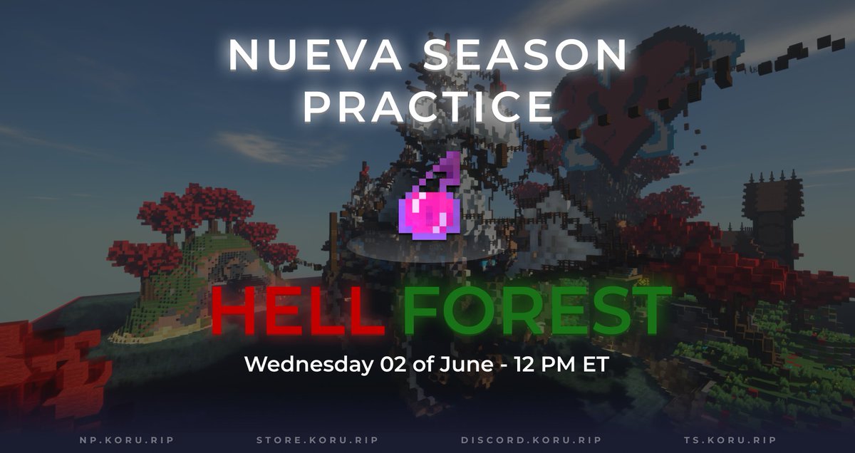 KoruNetwork's tweet photo. SEASON 7 - PRACTICE (HELL FOREST)

And we've finally made it to Season 7 (Hell Forest) of practice! You're all invited to join us this Wednesday at 12:00 PM (ET) for the season change!

Wednesday, June 02 - 12 PM (ET) https://t.co/Zga0Db6qow