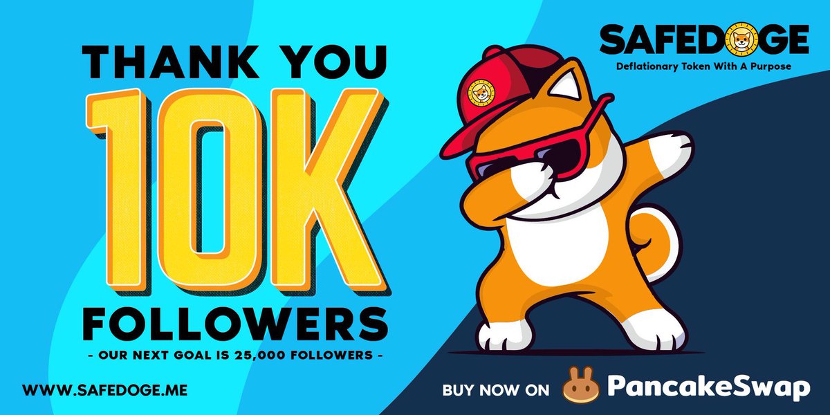 SafeDoge's tweet photo. We are now 10,000 followers strong. Thanks to everyone following us in making a difference. And special thanks to @Dogecoin and @Safemoon  for inspiring us on our project.

#10KFamily #SafeDoge #DogeFam #SafemoonArmy #DogeCoin #Safemoon #BscGem #Cryptocurrency https://t.co/NvKOBSqpeY