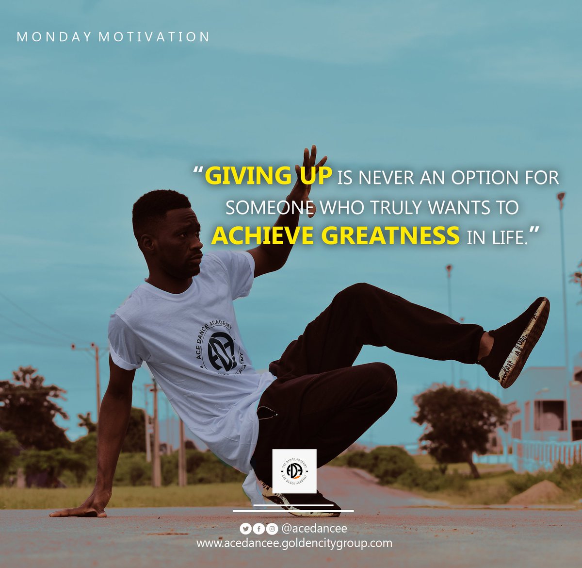 acedancee's tweet photo. DON'T GIVE UP!Instead go back to your drawing board.
Ace Dance Monday Motivation
@kesson7070 @owolabiatanda97
@GoldenCityEntNG @Oyindamola12344 @LISAMW979
@Ikwerre_Boy
#acedancee #Chike #mondaythoughts #MONSTAX
#MemorialDay2021
#sowore #evra #BinanceSmartChain #cryptocurrencies https://t.co/Iyfs9kZm2H
