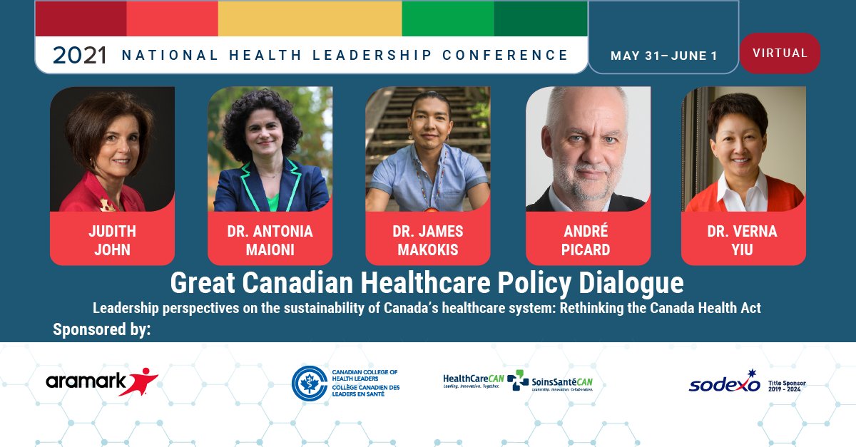 NHLC_CNLS's tweet photo. Welcome to #NHLC2021 Judith John @judithhjohn; Dr. Antonia Maioni @ihsp_mcgill; Dr. James Makokis @DrMakokis; Dr. Verna Yiu of @AHS_media and moderator André Picard @picardonhealth for the “Great Canadian Health Policy Dialogue” #CDNHealth #HealthPolicy > TY sponsor @Aramark https://t.co/IrIN6CCM8x