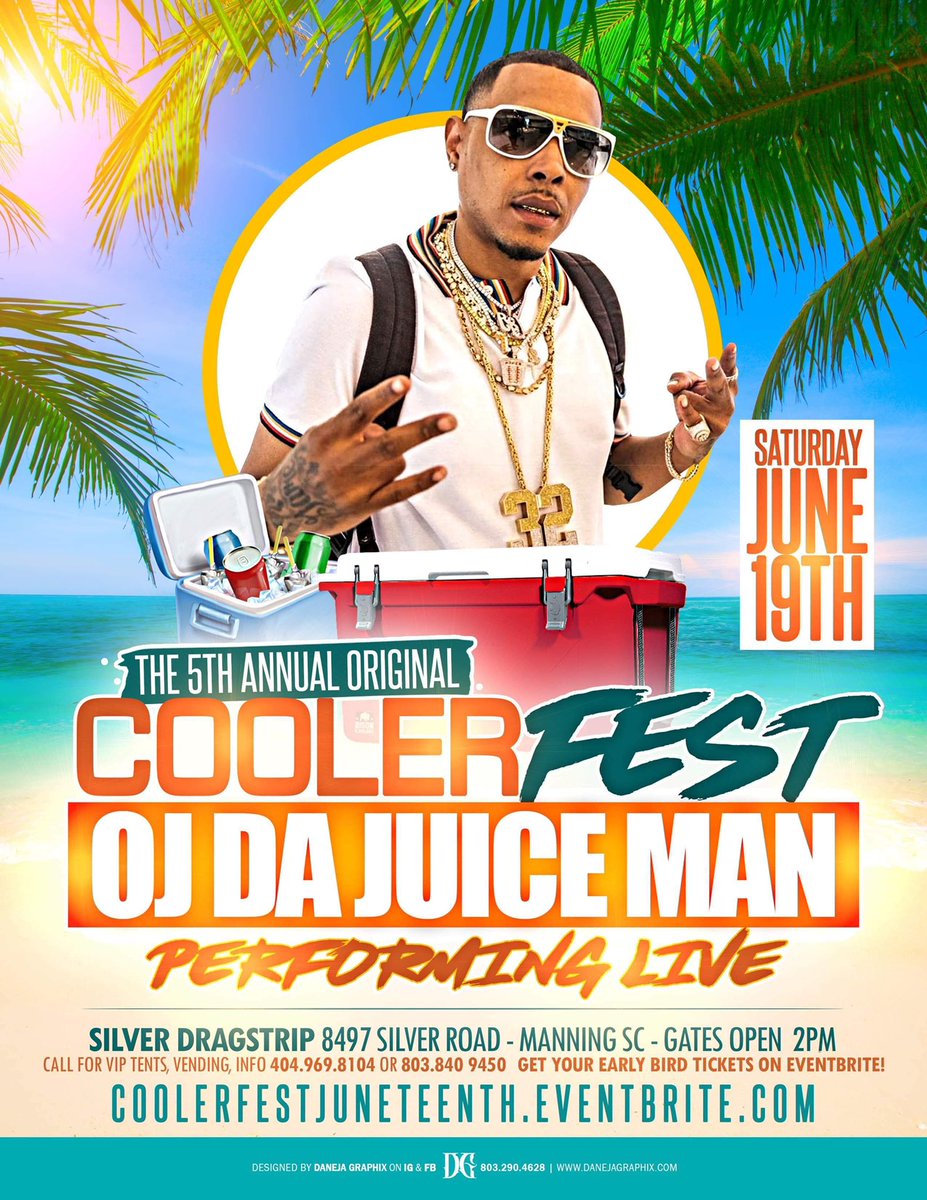 DjMoney_Mook's tweet photo. 🤔 YKTFV 👀 JUNE 19🔥😎 The Biggest BYOB Outdoor Cooler Event In The State 🌙🌴 Is BACK At The Silver Dragstrip SC Cooler FEST.Sumter SC ‼️

@peeweelongway 

@itsKaMillion 

@OjDaJuiceman32 

Performing Live Get Your Tickets Now https://t.co/a5JzANqpVN https://t.co/4pSG06EdDg