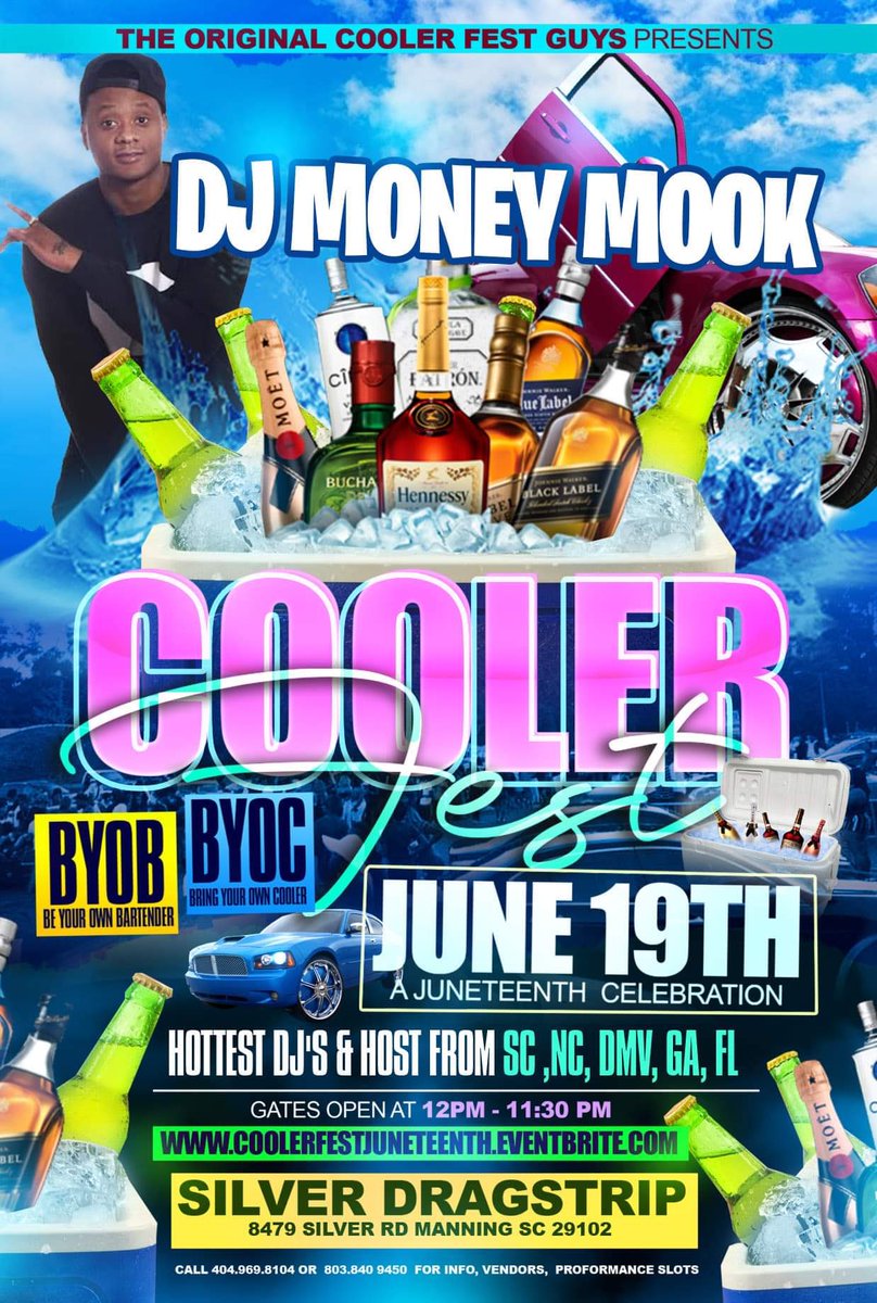 DjMoney_Mook's tweet photo. 🤔 YKTFV 👀 JUNE 19🔥😎 The Biggest BYOB Outdoor Cooler Event In The State 🌙🌴 Is BACK At The Silver Dragstrip SC Cooler FEST.Sumter SC ‼️

@peeweelongway 

@itsKaMillion 

@OjDaJuiceman32 

Performing Live Get Your Tickets Now https://t.co/a5JzANqpVN https://t.co/4pSG06EdDg