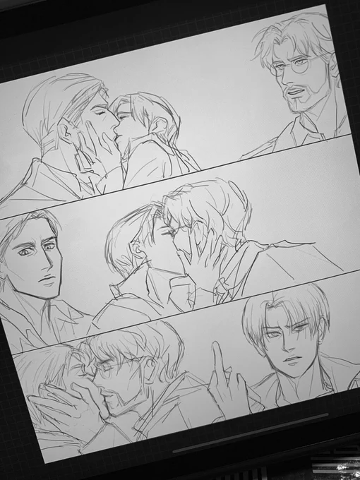 deleting later but here is my wonky ass #wip for a lovely eruzevi trio HAHAHAA crack ships amirite 
