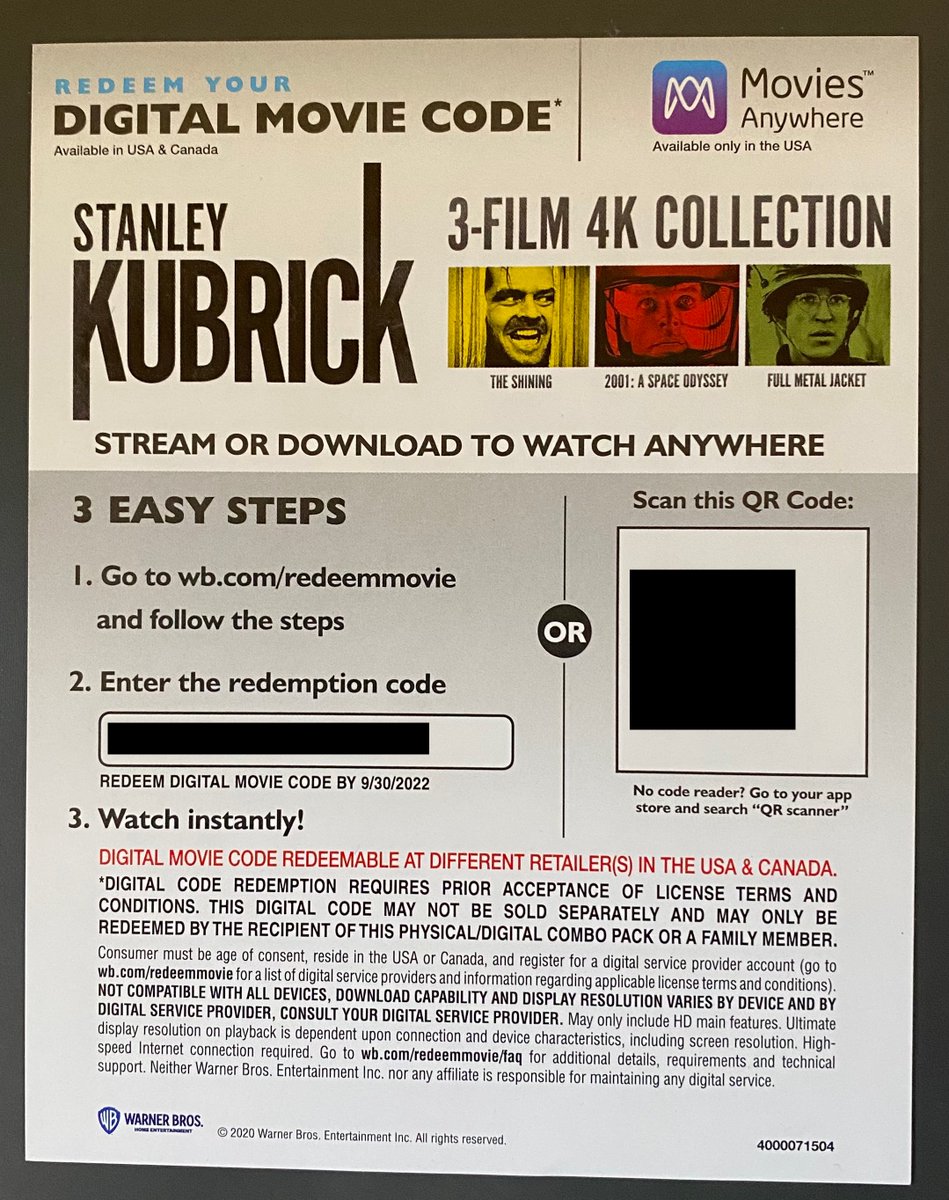 MatthewModine's tweet photo. RETWEET by next Monday, June 7 for a chance to win a digital code to redeem the @StanleyKubrick 3-Film 4K Collection on Movies Anywhere! #ModineMonday

Code includes:
2001: A SPACE ODYSSEY in 4K
THE SHINING in 4K
FULL METAL JACKET in 4K
+ link to download my @FMJDiary audiobook! https://t.co/0lbkTZlUIK