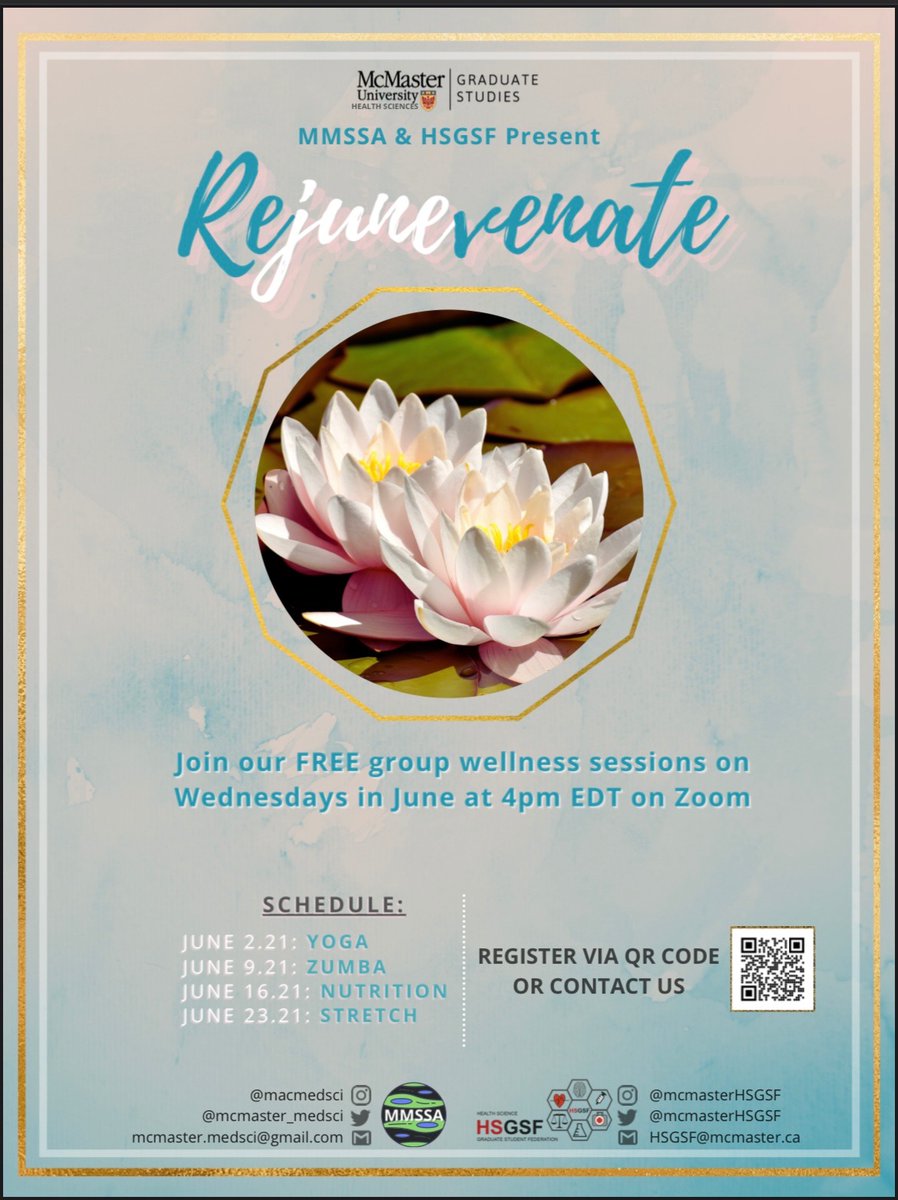 We're ready for June! Are you? Join us for our first #ReJUNEvenate wellness session this Wednesday at 4pm! 🌸 Registration link: forms.gle/pnwRbj6GD8WpiW…