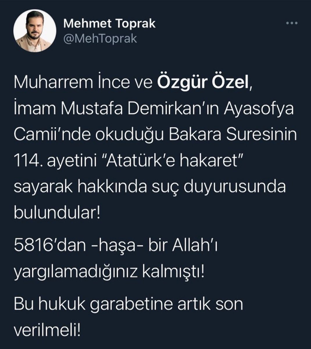 Atatürk'e hdpkk'lılar yüzlerine karşı hakaret ederken #CHPNedenSessiz kalıyor da, Allah'ın ayeti okununca #Ayete5816Davası açılıyor..! Dava açtığınız gücün karşısında, kazanmayı düşünecek kadar beyinsizsiniz..!