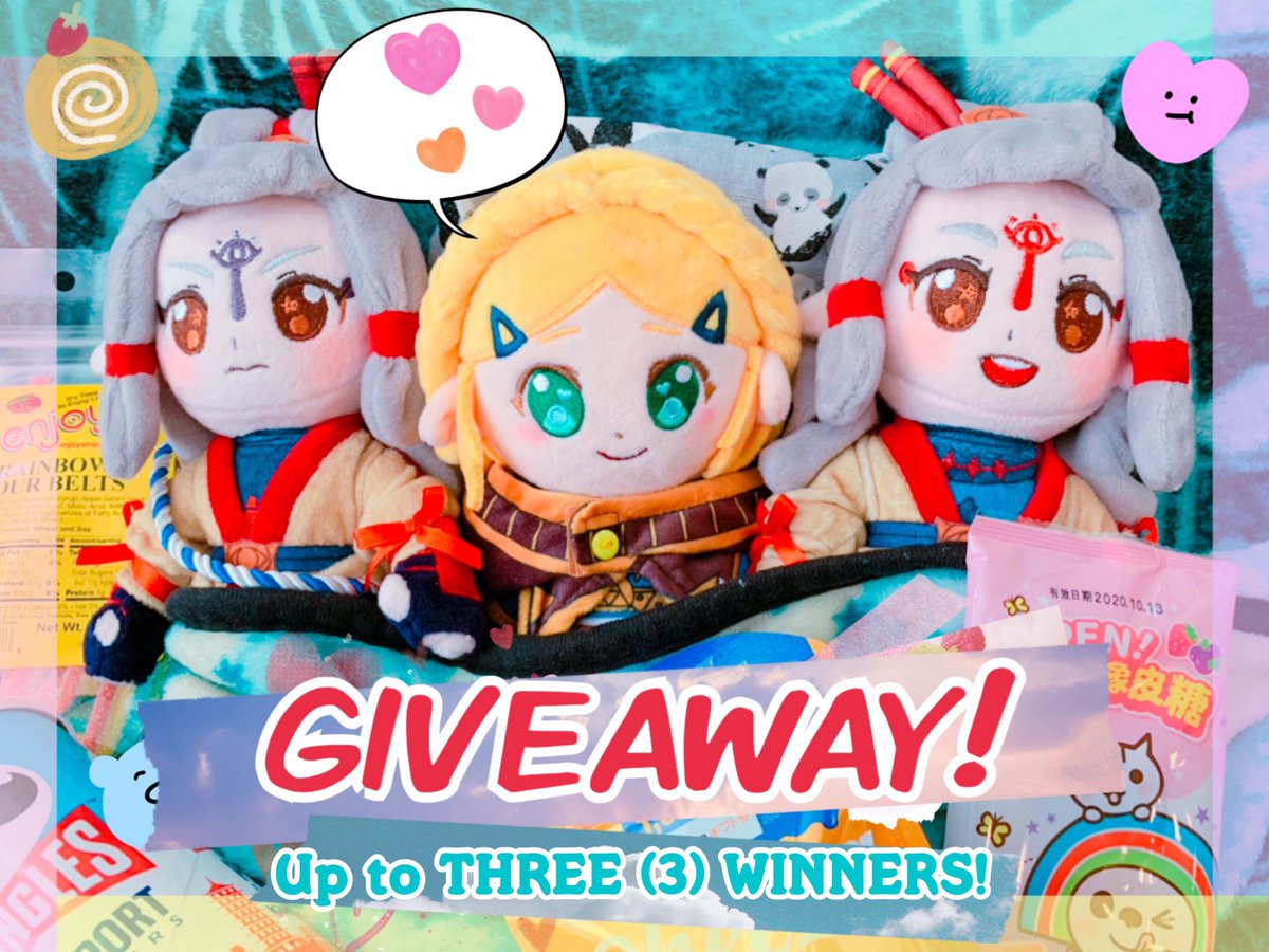 ✨💕ZELDA PLUSHIE GIVEAWAY💕✨ To celebrate all my recent plushies, I’m having a HUGE giveaway! To enter:

🌸 Follow me!
🌸 Retweet this tweet!

I’ll choose UP TO THREE (3) WINNERS if we hit 6k RTs! Each winner receives one (1) plushie. Giveaway ends June 12th. Good luck! 🍀