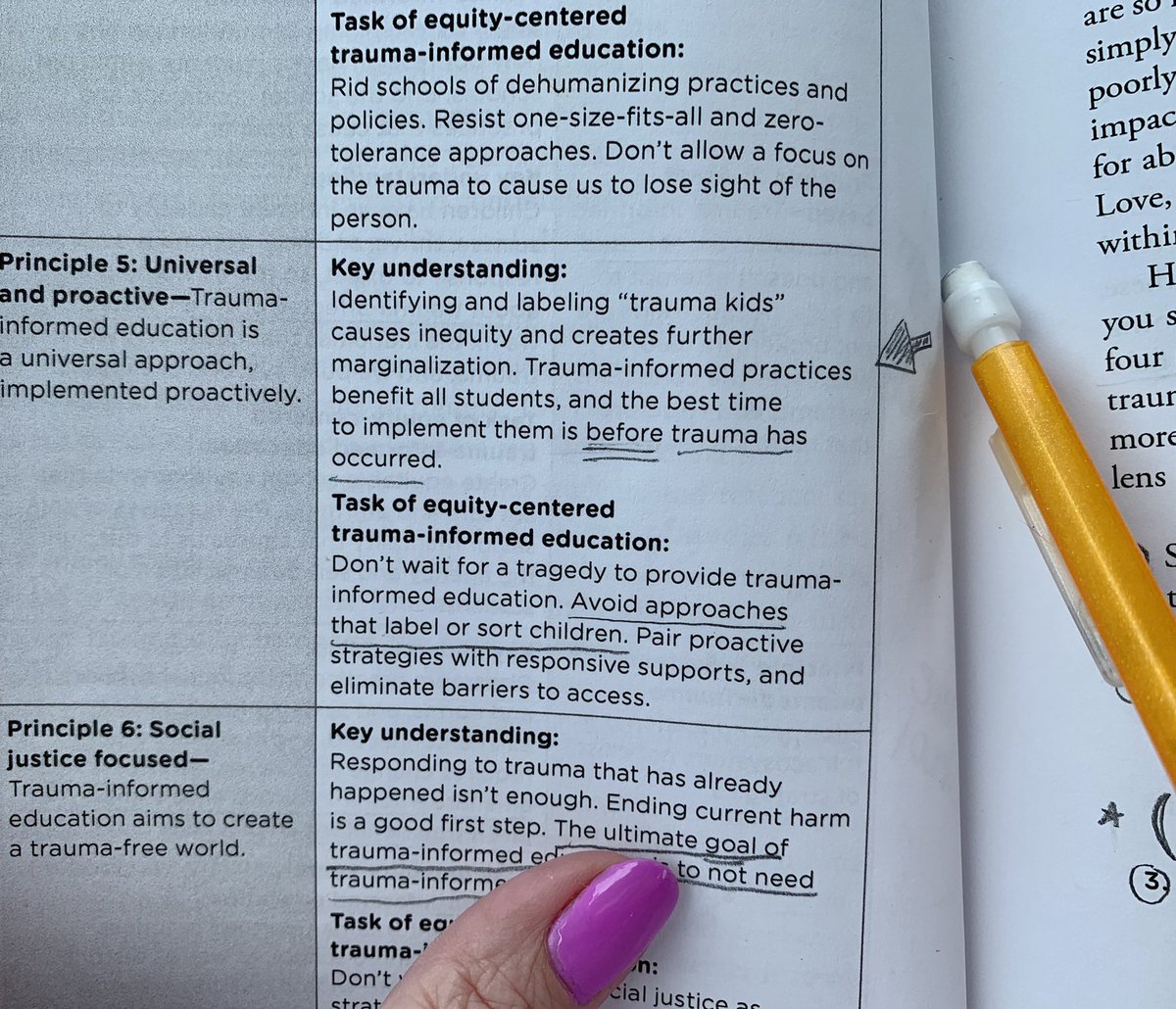MsPinkBehavior's tweet photo. 👏 Yes, trauma-informed is good for all kids. No need to single out kids with known traumas. Trauma-informed NOT trauma-focused! Educators should not be trauma investigators. 
It’s just best practice!!#ImReadingECTIE 📖 https://t.co/JCZBFzUSfG