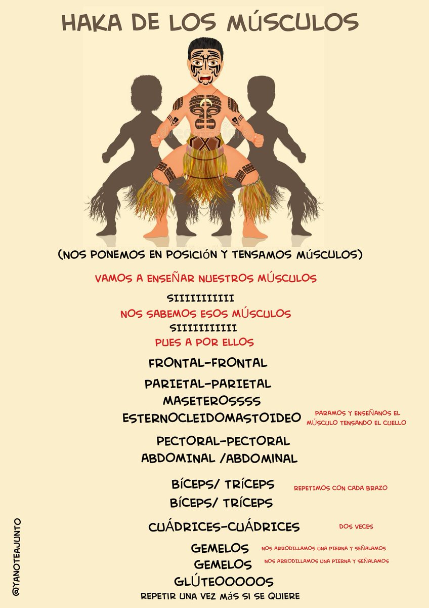 Yanoteajunt0's tweet photo. ¿Conocéis la tradicional haka Maorí, que hoy en día hacen los jugadores de fútbol en Nueva Zelanda ? Pues los la hemos llevado al aula para aprender los músculos del cuerpo . La coreografía es muy sencilla,al igual que la de la haka original. https://t.co/EDINn8WXed
