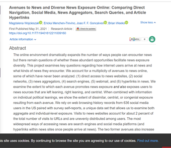 📢Publication Alert! Just out in #IJPP📣How do users arrive at (diverse) news online? Search engines &amp; #SocialMedia are the primary avenues for news and dissimilar news exposure. I &lt;3 this piece; hope you will too. With <a href="/erickaakcire/">Ericka Menchen-Trevino</a> <a href="/JFFGoncalves/">João Gonçalves</a> 👇
journals.sagepub.com/eprint/2PCDTUF…