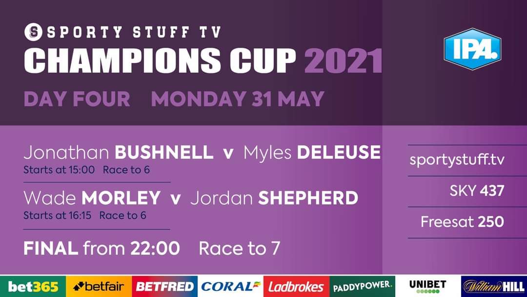 IPAPool's tweet image. In less than 1 hour 🕙 at 10pm The Welsh Wizard Jordan Shepherd takes on Lil' Bushy Jonathan Bushnell for a place in the last 16 of the Champions Cup

Catch the action hosted by @KellyScottRadio 
Live on Sporty Stuff TV

Watch
📺 Sky 437/Freesat 250
💻 sportystuff.tv