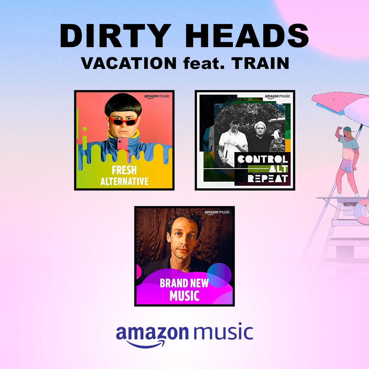 BetterNoise's tweet photo. Big thank you to @amazonmusic for all the ‘Vacation ft @train’ by @dirtyheads support on #BrandNewMusic #ControlAltRepeat and #FreshAlternative – SO stoked to see Dirty Heads on the cover of #ViralHits! Ask Alexa to listen now on Amazon Music! https://t.co/aWrvzlc6Ag