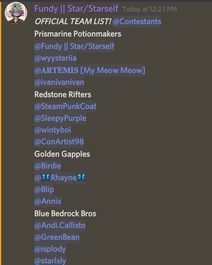 mc_warriors_'s tweet photo. Official Minecraft Warriors Team List! #MCW #minecraftchampionship #Minecraft #minecraftwarriors #mcwarriors #smallstreamers #SmallStreamersConnect #prismarinepotionmakers #goldengapples #redstonerifters #bluebedrockbros @TwitchRetweetzz @TwitchRTstreams https://t.co/GRiDNQnDcg