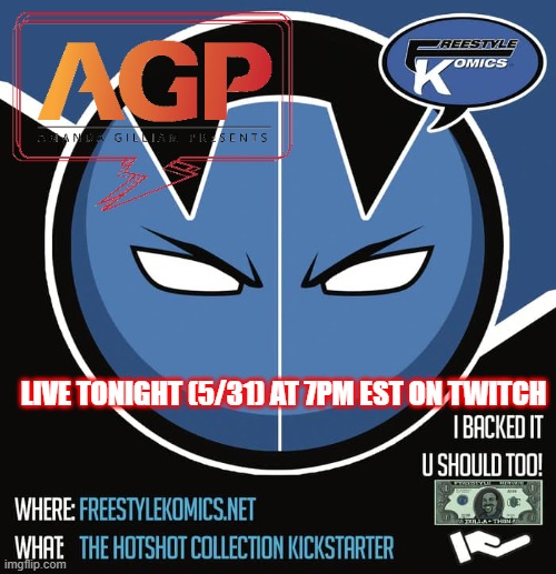 AmandaGPresents's tweet image. Today (5/31) at 7pm EST LIVE on #Twitch, The AGP Creator Podcast welcomes #comiccreator #MichaelWatson to the show!

Michael will be joining us to talk about his #Kickstarter: The HOTSHOT Collection: kck.st/2Rxt2Mt

twitch.tv/amandagilliamp…

#podcast #comicbooks
