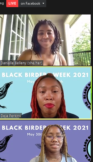 ScienceNVy's tweet photo. "If you are looking at birds, you're birding! Great session @naturallywild__ , @beaniejean_ , and @BellzIsBirding. So much great information in that hour. Way to do work! @BlackAFinSTEM #blackbirdersweek2021 #BirdingWhileBlack https://t.co/Xt1PUpyERD