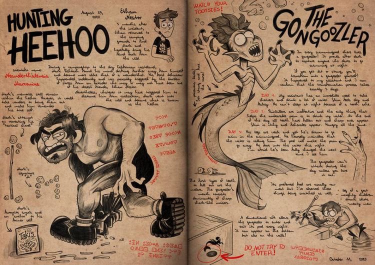 artzyhuman57's tweet photo. So I found these gravity falls journal edits of unus annus cryptids, @markiplier and @CrankGameplays would love these haha (art is not mine, I don’t know who the original artists are but credit goes to them) https://t.co/FaxsetNQEt