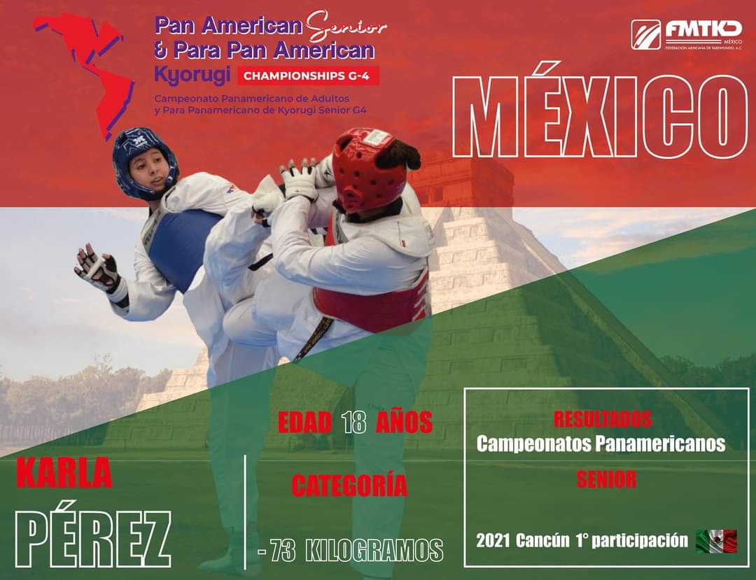 femextkdoficial's tweet photo. 🥋 Te presentamos a los taekwondoínes mexicanos que nos representarán en el Campeonato Panamericano Senior con categoría G-4, a realizarse del 2 al 4 de junio en Cancún ¡Vamos México! #Taekwondo #FMTKD #tkdfederado

Karla Pérez competirá en la categoría de menos de 73 kilos. https://t.co/2YYCKX9o57