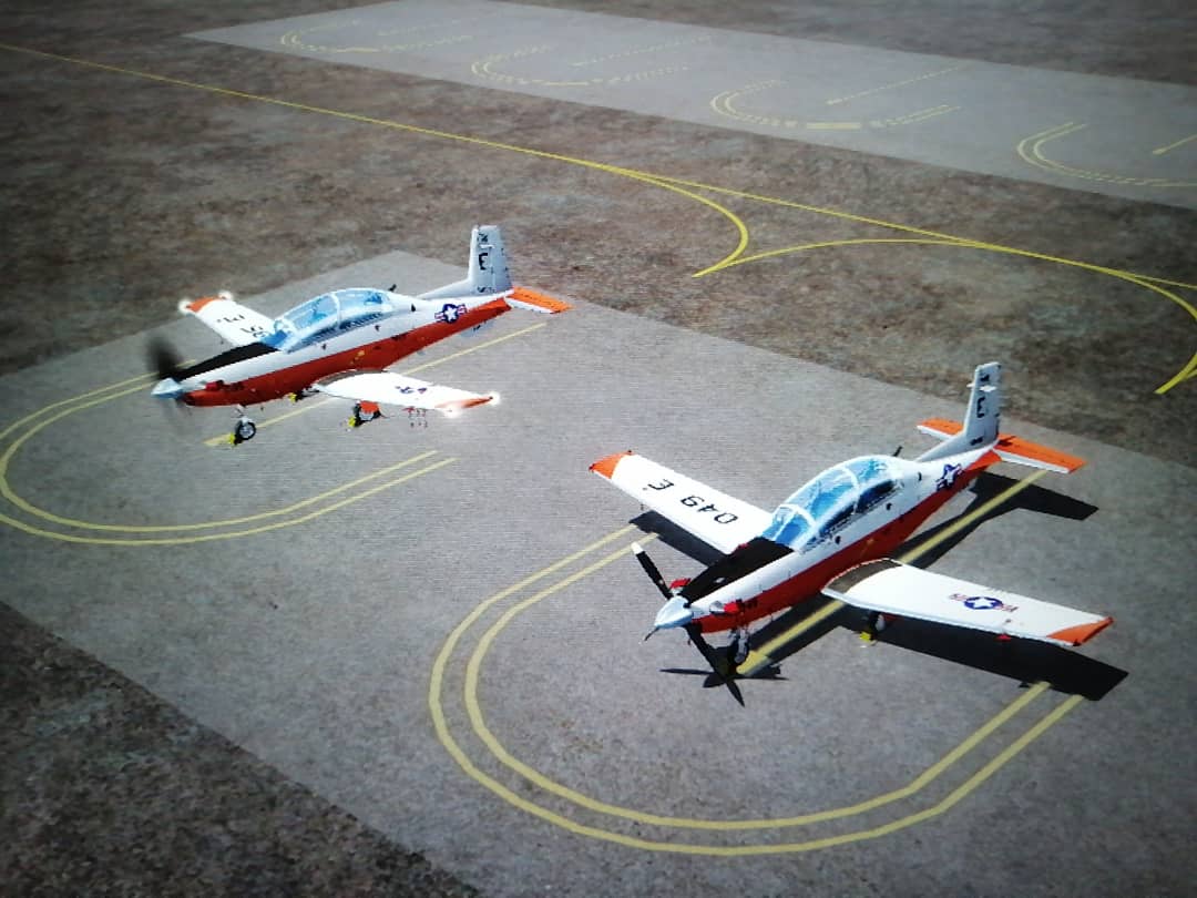 FLOANVirtual's tweet photo. #PrimaryFlightTraining ✈ Vuelo de adiestramiento de nuestra #NovenaEscuadrillaVirtual 🇪🇸 en Milton, Florida, #NASWhitingField (KNSE) 🇺🇸, con el #VT3 #RedKnights ⚔ y el avión turbohélice Raytheon Beechcraft #T6B - https://t.co/ZulMPaBmJv https://t.co/adXeiDd4Jr