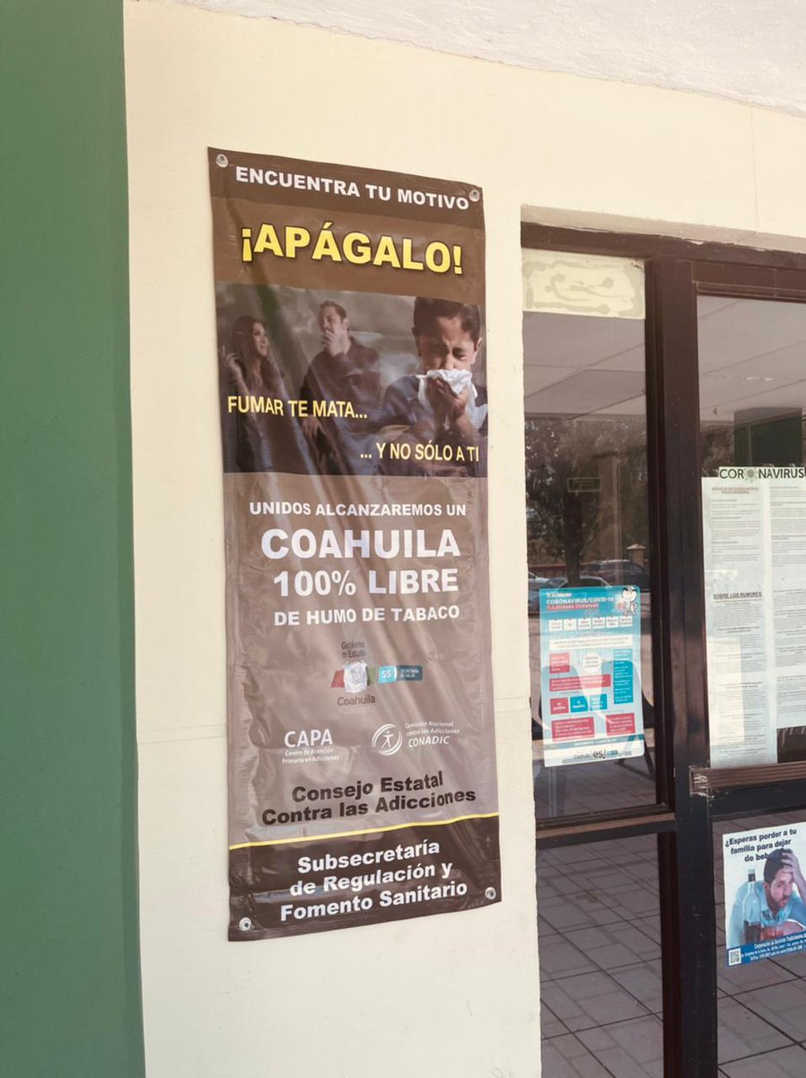 capasaltillo's tweet photo. Centro de Salud Urbano Madero participa con motivo del día mundial sin tabaco #DejaDeFumar #ComprométeteADejarDeFumar #ComittToQuit #ConadicTeEscucha #CuidaTuSaludMental @CONADICmx @LineaDe_LaVida @ceca_coahuila @CapasCoah @SS_Coahuila @SSalud_mx @zabicky @drabores https://t.co/FvNyn6T9Ce