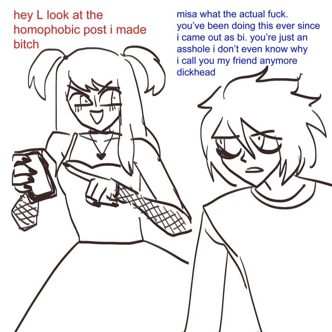 [ wip ; death note ]
misa and L friendship means nothing to me if misa doesnt psychologically torture L on the daily as revenge taking way her basic human rights 