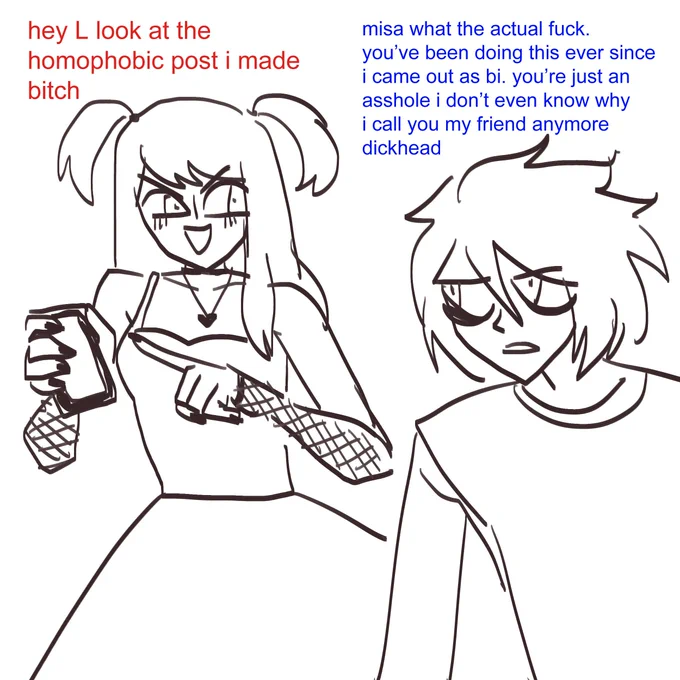 [ wip ; death note ]
misa and L friendship means nothing to me if misa doesnt psychologically torture L on the daily as revenge taking way her basic human rights 