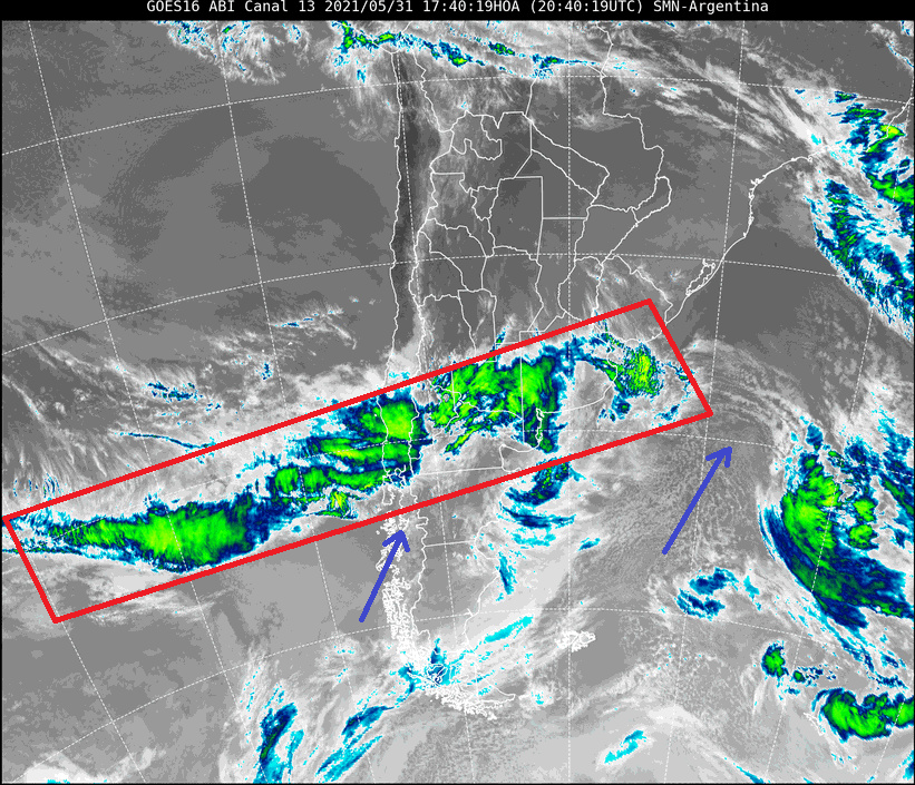 ofimet's tweet photo. #laeradelosciclones parte 3 😎🥶
Notable tren de nubes asociado al frente / jet polar, de un lado (al norte) la #primaveraeterna desde mañana "modo junio" y del otro una masa bien helada con ☃️. Se va a mover poco, un par de irrupciones al norte, el 2-3 y 5-6 de junio, modestas https://t.co/LeuRIk0Aum