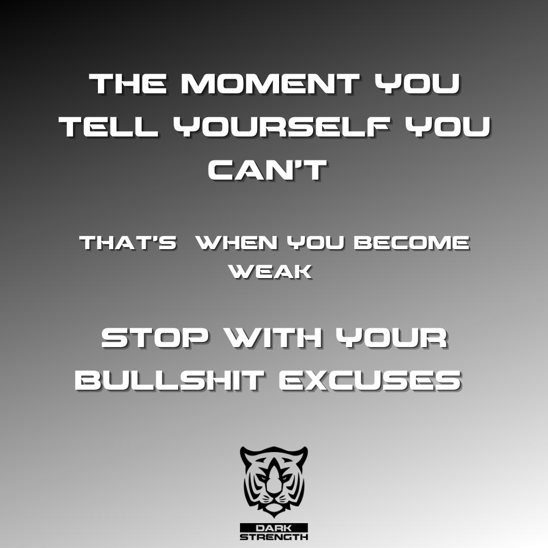 darkstrength86's tweet photo. I can’t do this…. I can’t do that……
Fuck your excuses! You either can or you won’t. Weaklings die and the strong survive 👊🏽
#darkstrength #weightlifting #brand #fuckyou #fuckyourexcuses #stopbullshitting #stfu #stopbeingweak #youfuckingcoward #getstronger #likeforlikes https://t.co/L3c3BQLPEK