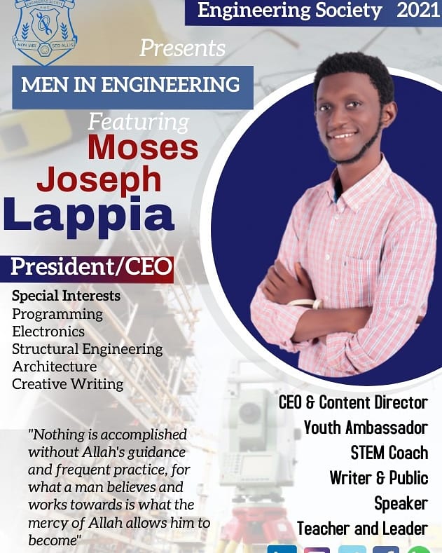 MinCivMecElec01's tweet photo. #Mondays are for "men in Engineering"
As a savvy fellow and a leader in STEM, Moses is the chief Engineering officer of a startup Engineering company known as Engtech + solutions - a company offering tutorial services for University students.#MenInEngineering #FBC https://t.co/tzD5Jfx5iy