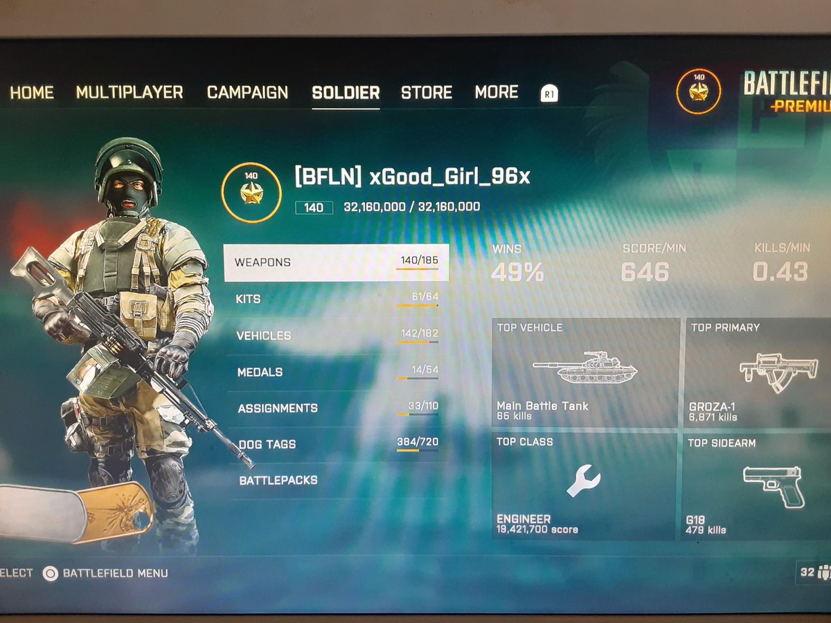 GoodGirlJenn's tweet image. Well after playing @Battlefield for many yrs and getting lots of crap for not being a level 140! I am proud to announce I am FINALLY level 140 in BF4!!!🤪🦋