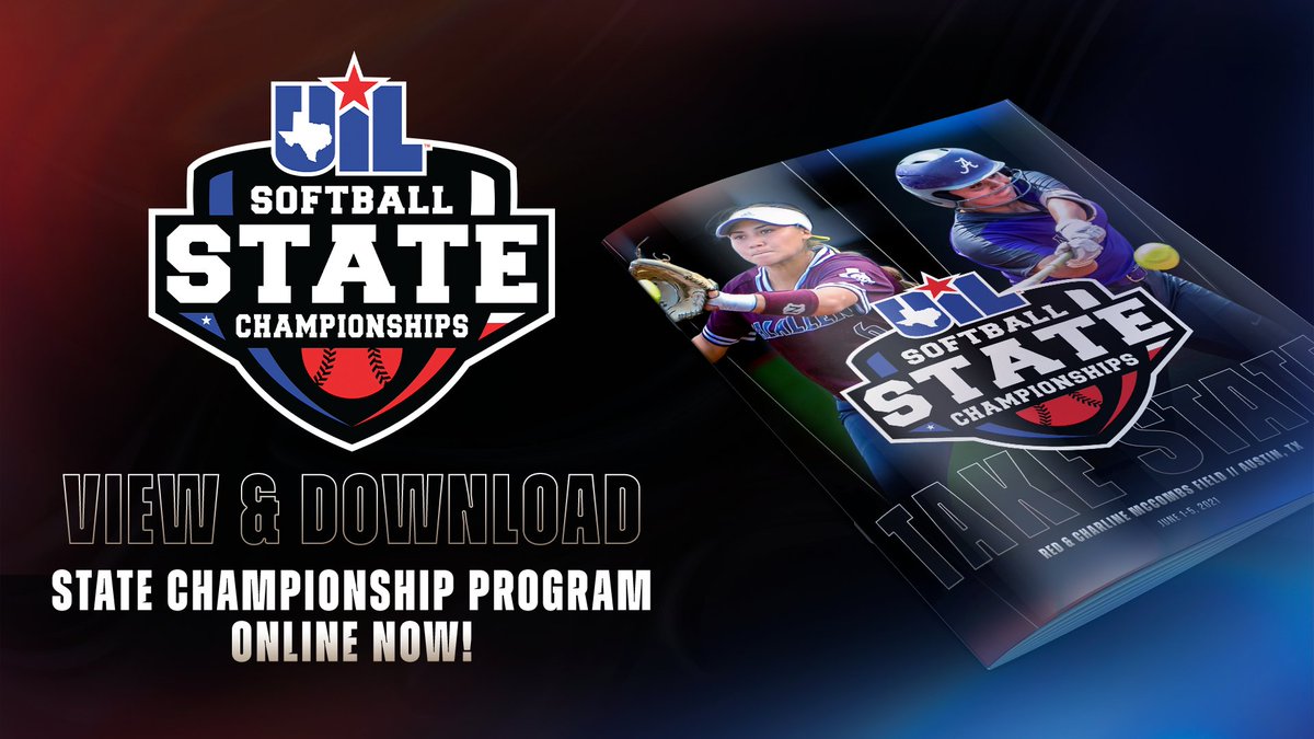 uiltexas's tweet photo. The 2021 #UILState Softball Championships program is now available to view &amp; download online.

The program is exclusively published online and will not be sold at the event. View &amp; download here for free!

📖 https://t.co/OYhlMW8ohd https://t.co/vpLkGwDK6J