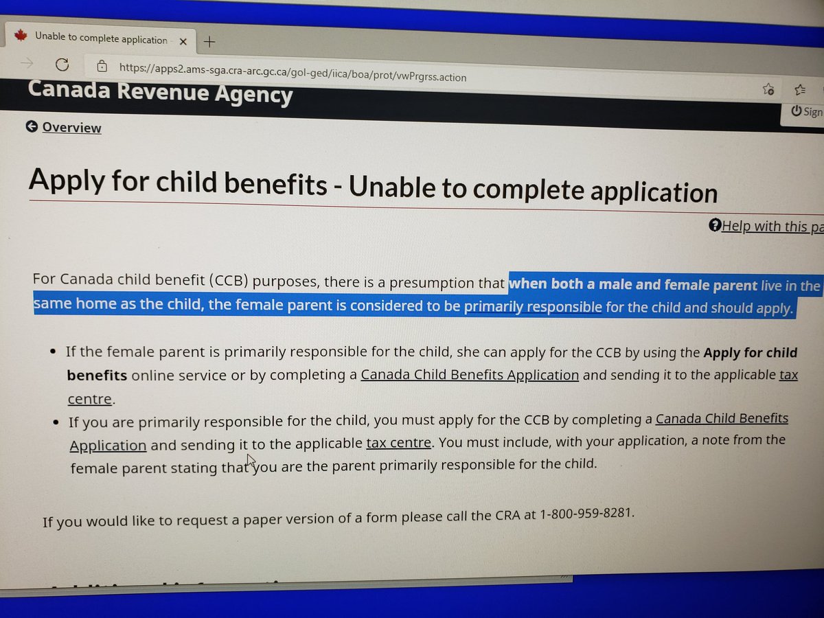 AnthonyRalgreen's tweet photo. @JustinTrudeau I found this when I was trying to sign up for the child tax benefit..... I'm just going to leave this here https://t.co/p1WaCLt5JC