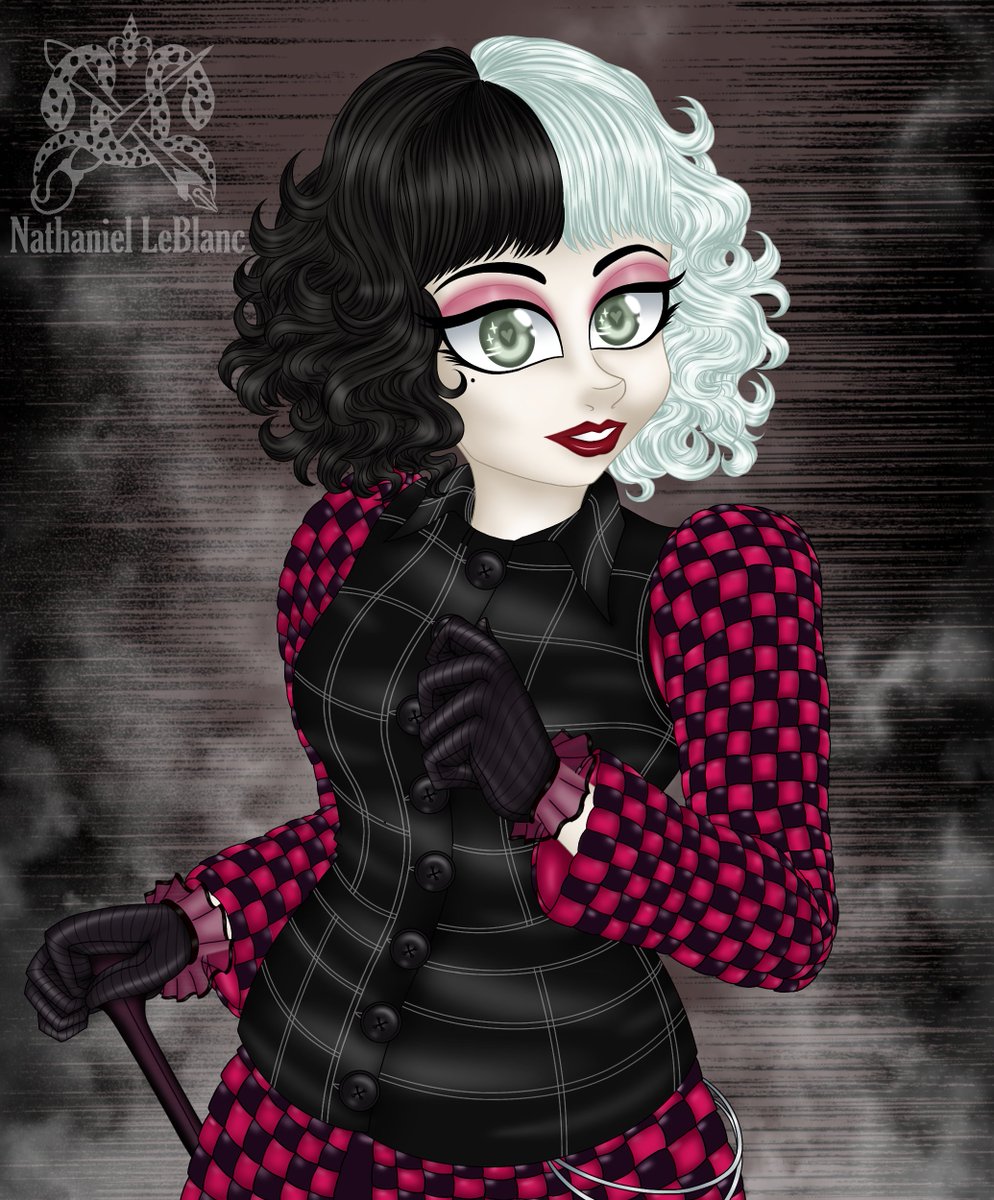 nathaniel_blanc's tweet photo. I made this fanart to say "I enjoyed the movie" and I hope you like it too. I loved Emma Stone's performance and especially Jenny Beavan's work with Cruella's clothes. #CruellaDeVil  #Cruella  #Disney  #fanart #EmmaStone #digitalart https://t.co/v9UcQS8s9e