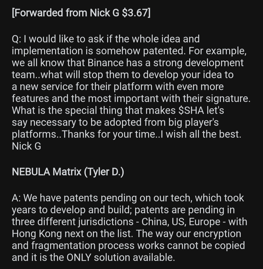 XPunk_HamDad's tweet photo. A question from the $SHA AMA with the Greek community yesterday. Check it out then get some SHA and a @Inheriti_com
Inheritance plan. Pass on your crypto empire.

@Nebula_Matrix nailed it as always 👌

#crypto #shaman #btc #xrp $xrp $btc https://t.co/SqxOz5gLtu
