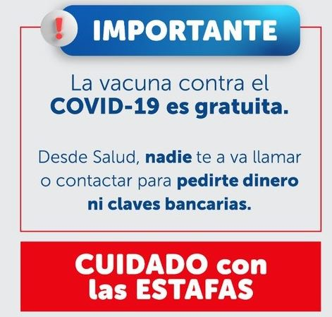 lavozdelneuquen's tweet image. Salud advirtió de intentos de estafas con la vacunación Covid: "no se deben brindar datos bancarios ni aceptar cobros por la aplicación de las dosis"
weblavoz.com/secciones/poli…
#salud #estafas #intentos #vacunacion #datos #bancarios #cobros #aplicacion #dosis #coronavirus2020