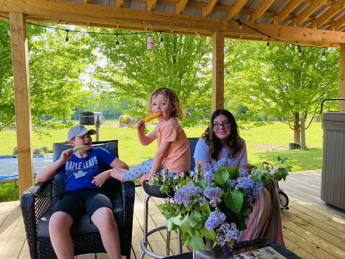 esta_kelly's tweet photo. *Spring* deck days are amazing, can hardly wait for summer deck days #mykids #deckdays #BetterTogether #greycounty #redbrickfarmhouse https://t.co/Jly7m2tvef