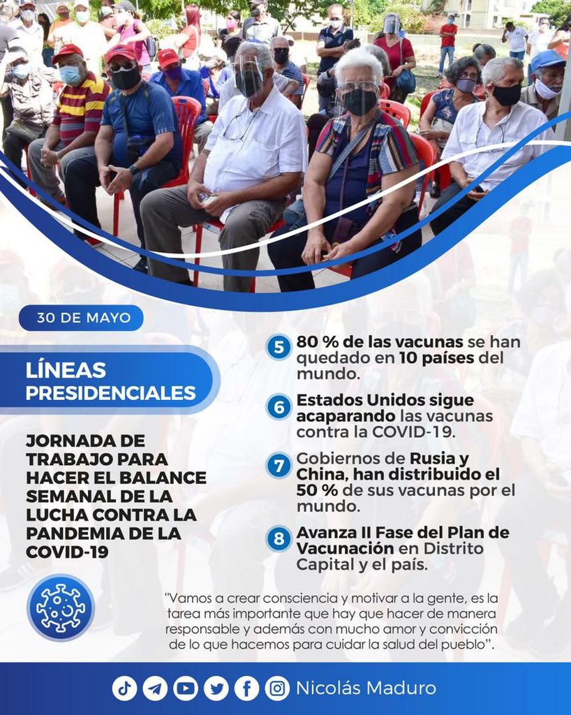 CarnetDLaPatria's tweet image. #ATENCION Estamos en la  #SemanaRadicalConciente, en este sentido, el Presidente @NicolasMaduro orientó las #LíneasPresidenciales que desde el #SistemaPatria te compartimos.

¡No bajes la guardia! ¡Vamos a Cuidarnos!