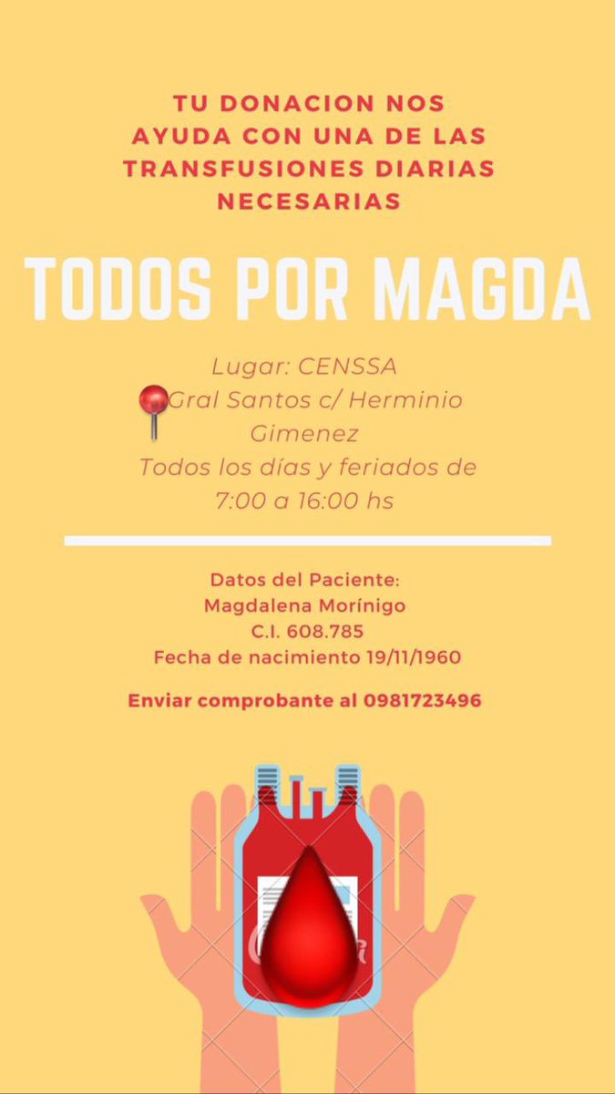 belenbeniteza's tweet photo. Quería recurrir a esta red que todo lo logra, mi tía está en estado delicado de salud y necesita de muchas transfusiones de sangre, así que todo ahora mismo suma y ayuda 🙏🏻❤️
Con un RT ya me ayudas para llegar a más personas, de corazón gracias desde ya  y que Dios te bendiga ✨ https://t.co/pWI2zP8vVM