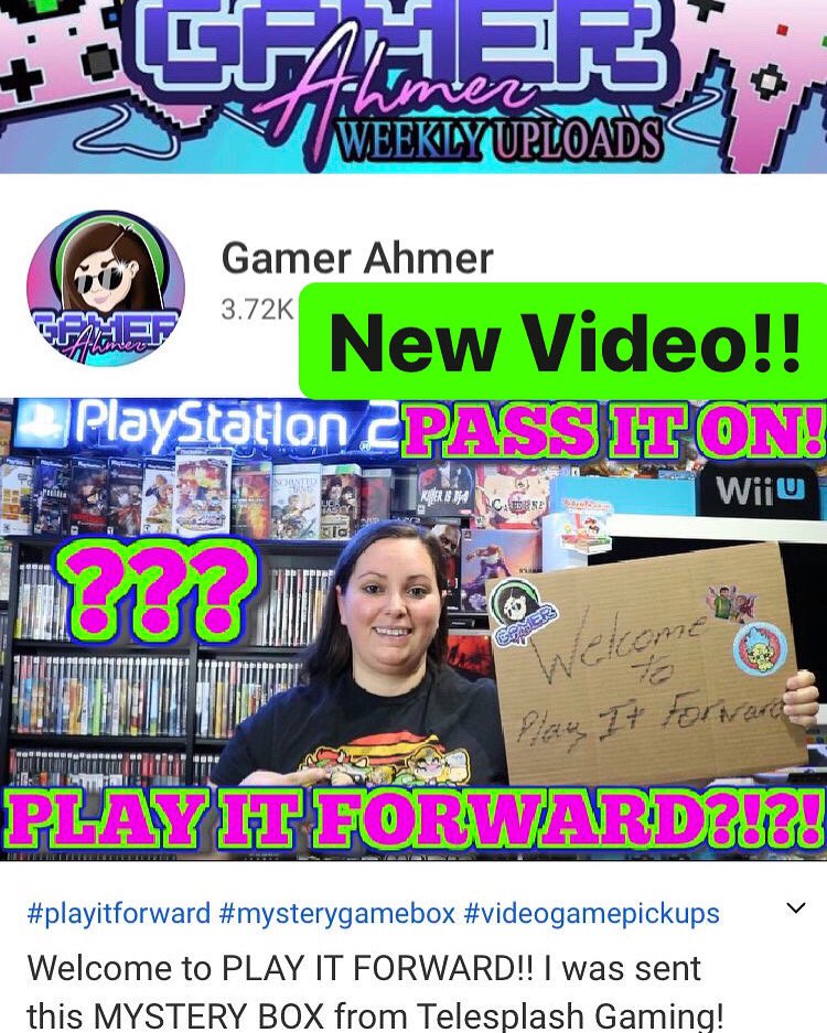 New video!! Such a cool idea from <a href="/Do_You_Nerd/">DoYouNerd</a> !! Thanks for passing it on <a href="/TelesplashG/">Telesplash Gaming</a> ! #videogames #youtube #playitforward #passiton #collection #gameroom #games #mysterybox #unboxing #gamergirl #gamerahmer #nintendo #nes #nintendopower #snes #sega #playstation #xbox