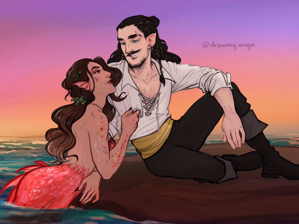 drawing_angie's tweet photo. ✨May 31st✨
My only submission to #mermay2021 coming in clutch right at the end of the month lol 😂✌🏻#artchallenge
#goldenravencrew #mermay #mermaid #merman #siren #Pirates #digitalart #illustrator #dndoc #DnD #dndart #bard #halfelfbard https://t.co/F2i91ljDqa